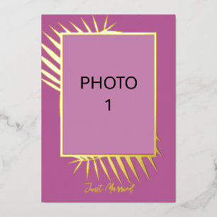 Foto's toevoegen Wedding Just Married Announcement Folie Feestdagenkaart