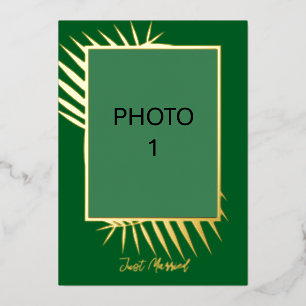 Foto's toevoegen Wedding Just Married Announcement Folie Feestdagenkaart