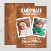 Foto's uit de kindertijd hout Bespaar de datum Kaart (Voorkant / Achterkant)