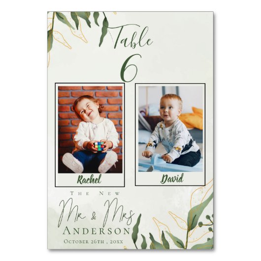 Foto's uit de kindertijd van bruid- en bruinhuweli kaart (Achterkant)