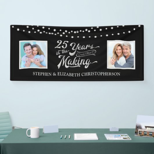 Foto's van 25e Jubileum en nu | Zwarte zilver Spandoek (Beurs)