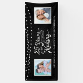 Foto's van 25e Jubileum en nu | Zwarte zilver Spandoek (Verticaal)