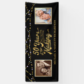 Foto's van 50e Jubileum en nu | Zwart en goud Spandoek (Verticaal)