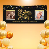 Foto's van 50e Jubileum en nu | Zwart en goud Spandoek