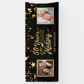 Foto's van 50e Jubileum zwart & Gold then & Now Spandoek (Verticaal)