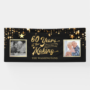 Foto's van 60e Jubileum zwart & Gold then & Now Spandoek