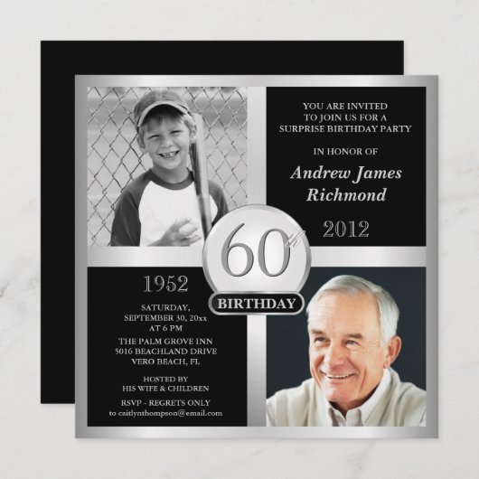 Foto's van 60e verjaardag kaart (Voorkant / Achterkant)