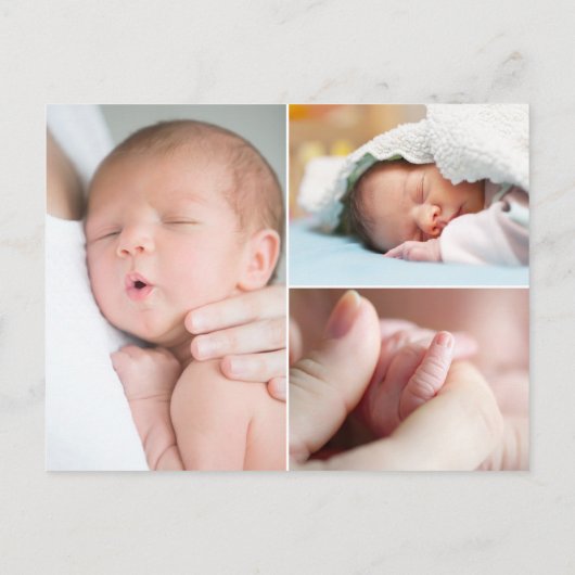 Foto's van babyjongen Blauw Elegant Chic Initiaal  Aankondigingskaart (Achterkant)