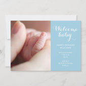 Foto's van babyjongen Monogram Blauwe scriptie Geb Aankondiging (Voorkant)