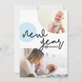 Foto's van baby's Nieuw jaar Nieuw begin blauw Aankondiging (Voorkant)