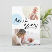 Foto's van baby's Nieuw jaar Nieuw begin blauw Aankondiging (Staand voorkant)