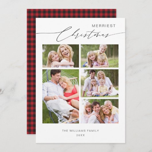 Foto's van Chic Script 5-reeks, Kerstmis Feestdagenkaart (Voorkant / Achterkant)