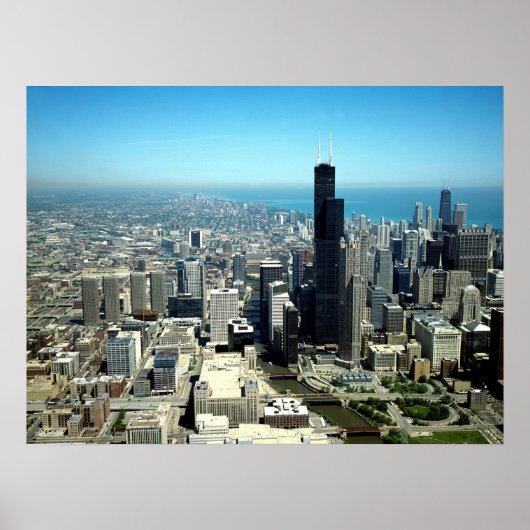 Foto's van Chicago: Luchtvaartskyline van uitzicht Poster (Voorkant)
