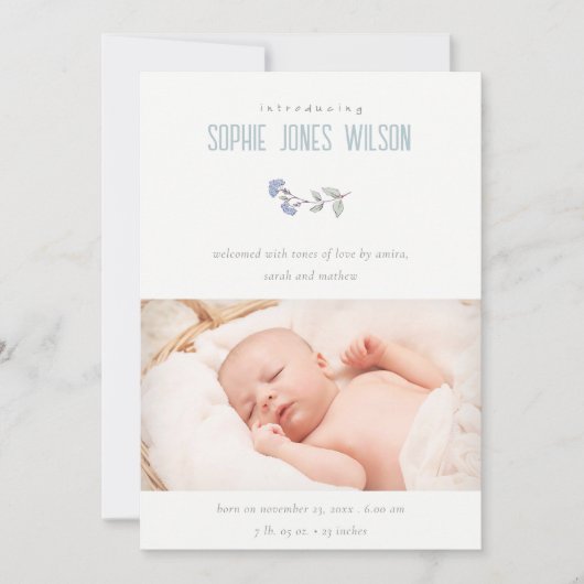 Foto's van Cute Blue Floral - Aankondiging van geb (Voorkant)