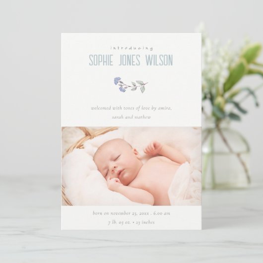 Foto's van Cute Blue Floral - Aankondiging van geb (Staand voorkant)