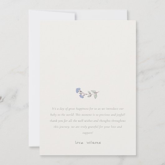 Foto's van Cute Blue Floral - Aankondiging van geb (Achterkant)