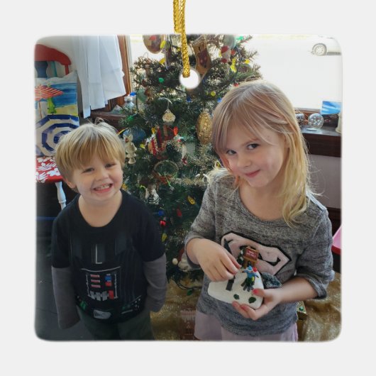Foto's van Cute Kind, Kerstmis Keramisch Ornament (Voorkant)