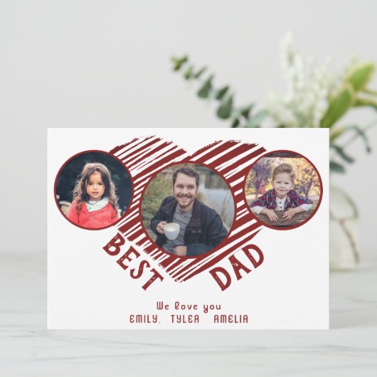 Foto's van Dag 3 van de beste vader Red Heart Vade Feestdagenkaart (Staand voorkant)