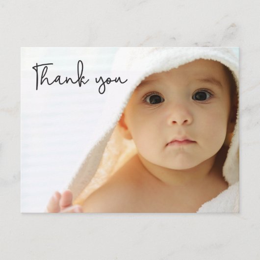 Foto's van de baby van de douane Blauw Modern Dank Aankondigingskaart (Voorkant)