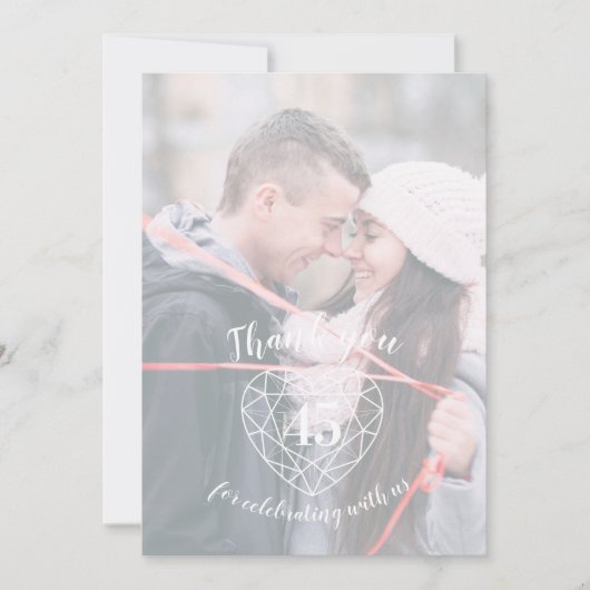 Foto's van de blauwe saffierse verjaardag 45 jaar bedankkaart (Voorkant)