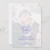 Foto's van de blauwe saffierse verjaardag 45 jaar bedankkaart (Achterkant)