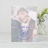 Foto's van de blauwe saffierse verjaardag 45 jaar bedankkaart (Staand voorkant)