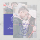 Foto's van de blauwe saffierse verjaardag 45 jaar bedankkaart (Voorkant / Achterkant)