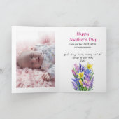 Foto's van de eerste Moederdag Spring Flowers Kaart (Binnen)