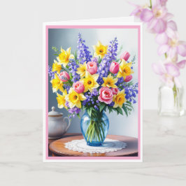 Foto's van de eerste Moederdag Spring Flowers Kaart