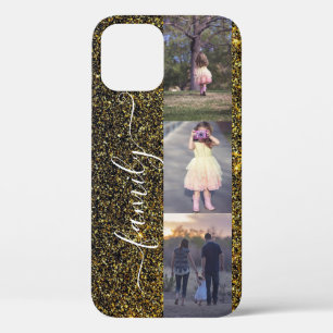 Foto's van de familie Foto Collage Gold Black Glit Case-Mate iPhone Case