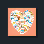 Foto's van de kunstvorm Foto Collage Canvas Afdruk<br><div class="desc">Maak van uw favoriete foto's en momentopnamen een schat in uw eigen belang. Deze verpakte kunst van de canvasmuur is klaar voor u om 28 foto's te uploaden. De foto's worden geschikt in een hartvorm in eenvoudige witte onmiddellijke lijsten van de fotostijl. Het collage wordt ingesteld tegen een voor meloenen...</div>
