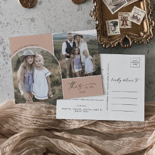 Foto's van de moderne Boho Arch Zalm 3 familie Dit Feestdagenkaart