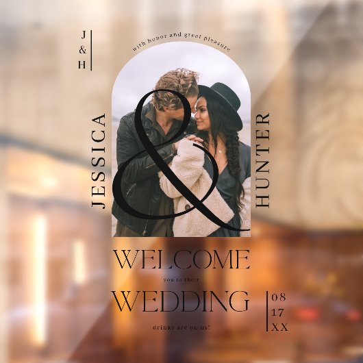 Foto's van de moderne boho op bruiloft zwart welko raamsticker (Vel 2)