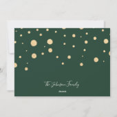 Foto's van de prettige kerstgroene en goudfeesteli feestdagenkaart (Achterkant)