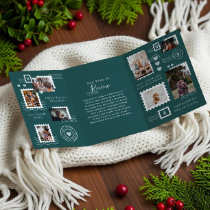 Foto's van de Review Postage Stamp Collage Drieluik Uitnodiging