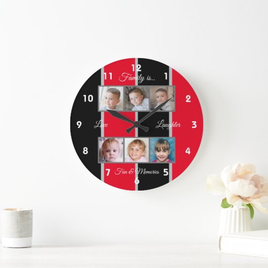 Foto's van de rode en zwarte familie grote klok (Huis)