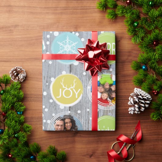 Foto's van de Rustic Barn Wood Kerstfamilie Cadeaupapier (Feestdagen Geschenken)