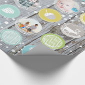 Foto's van de Rustic Barn Wood Kerstfamilie Cadeaupapier (Hoek)