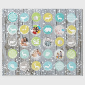 Foto's van de Rustic Barn Wood Kerstfamilie Cadeaupapier (Vlak)