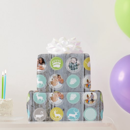 Foto's van de Rustic Barn Wood Kerstfamilie Cadeaupapier (Feestgeschenken)