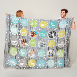 Foto's van de Rustic Barn Wood Kerstfamilie Fleece Deken