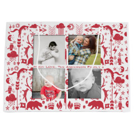 Foto's van de Rustic Red Fox Pattern-kerstfamilie Groot Cadeauzakje