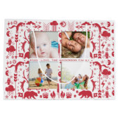 Foto's van de Rustic Red Fox Pattern-kerstfamilie Groot Cadeauzakje (Achterkant)