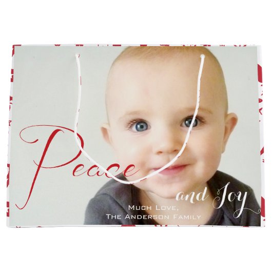 Foto's van de Rustic Red Fox Pattern-kerstfamilie Groot Cadeauzakje (Voorkant)