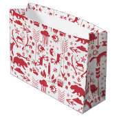 Foto's van de Rustic Red Fox Pattern-kerstfamilie Groot Cadeauzakje (Achterkant Gekanteld)