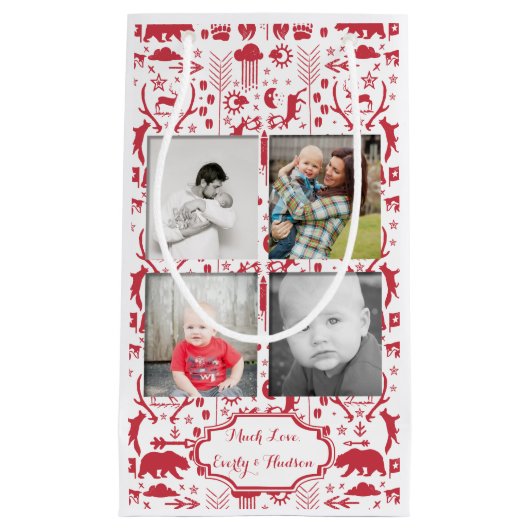 Foto's van de Rustic Red Fox Pattern-kerstfamilie Klein Cadeauzakje (Voorkant)