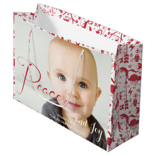 Foto's van de Rustic Red Fox Pattern-kerstfamilie Large Cadeautasje