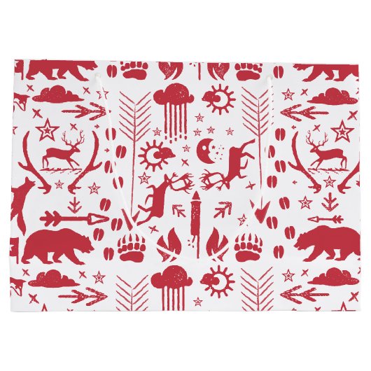 Foto's van de Rustic Red Fox Pattern-kerstfamilie Large Cadeautasje (Achterkant)