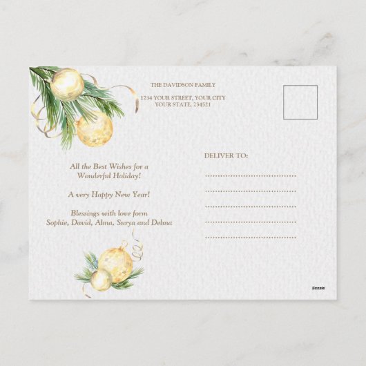 Foto's van de waterverf-ziekteverzekeringsregeling feestdagenkaart (Achterkant)