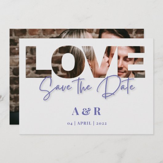 Foto's van grafische liefdesbrieven Opslaan Datum Save The Date (Voorkant / Achterkant)